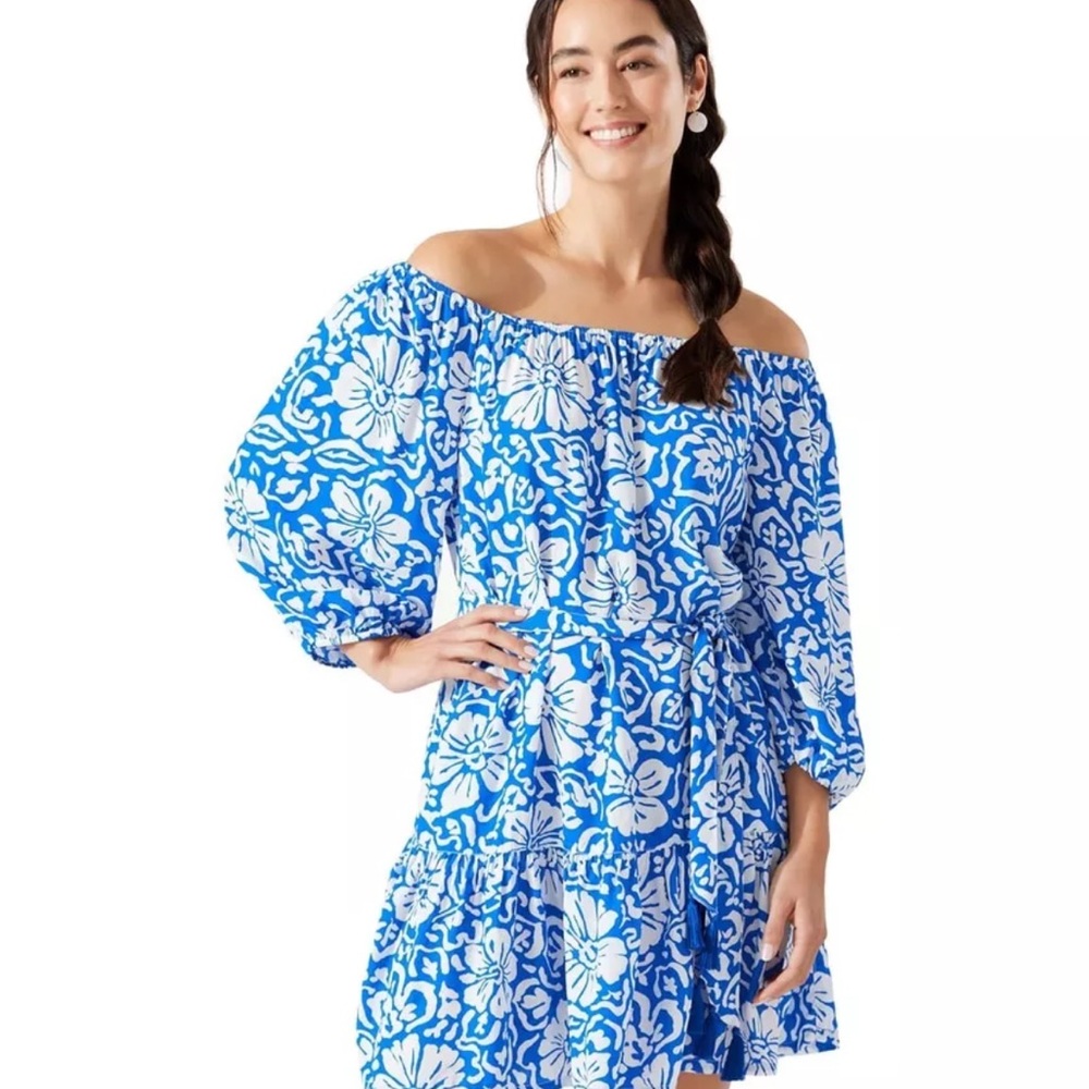 Tommy Bahama Island Cays Hibiscus Off The Shoulder Cover Up Dress